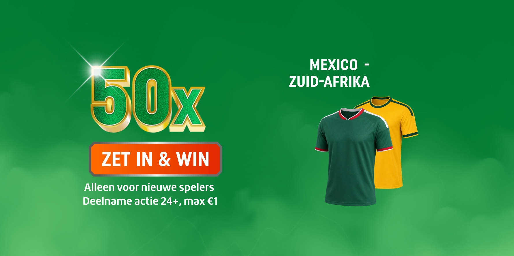 Bekijk TOTO 50x ZET IN & WIN promotie voor Mexico - Zuid-Afrika met twee voetbalshirts