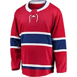 Rood ijshockeyshirt met blauwe en witte strepen