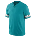 Turquoise sportshirt met V-hals en gestreepte mouwboorden