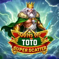 Mythische koning met gouden kroon en bliksem, voor een embleem met Gates of TOTO Super Scatter