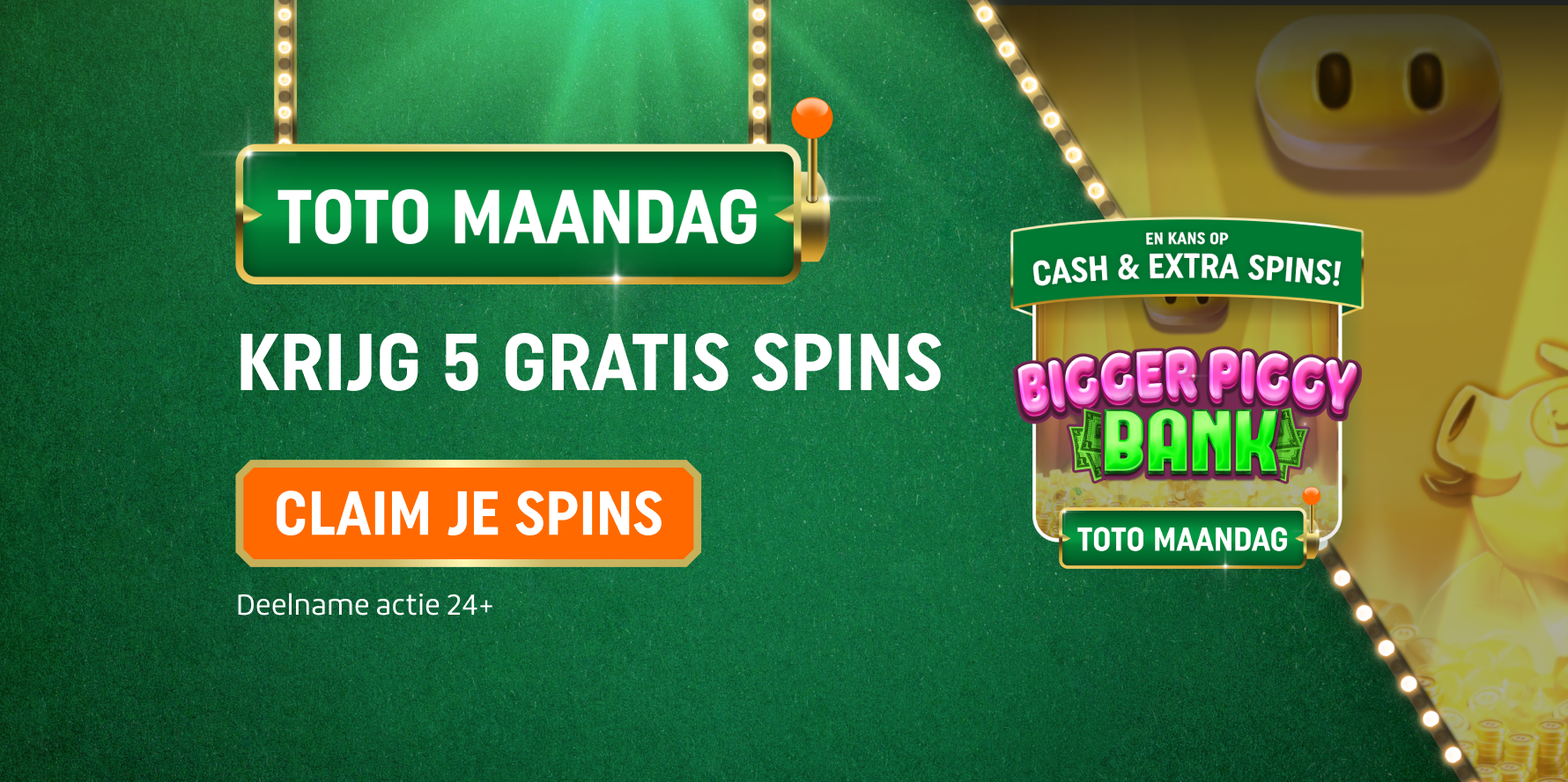TOTO Maandag promotie: krijg 5 Gratis Spins — Claim je Spins