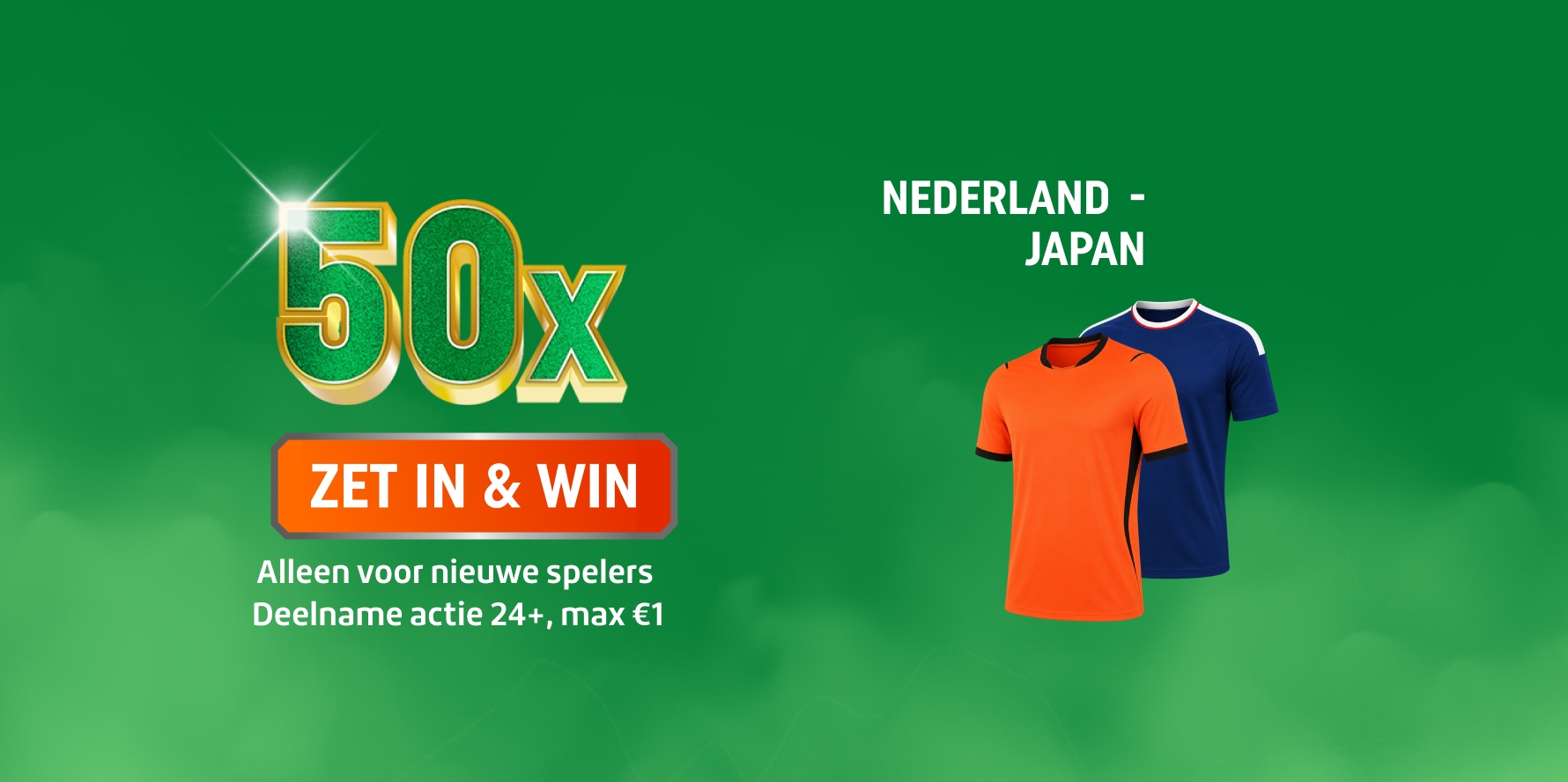 TOTO promotie: 50x ZET IN & WIN, Nederland - Japan, oranje en blauwe voetbalshirts
