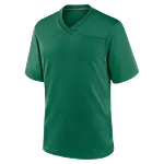 Groen sportshirt met V‑hals en korte mouwen, voorkant zichtbaar.