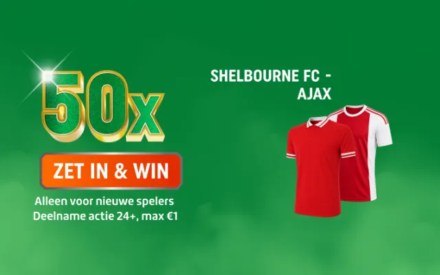 TOTO promotie 50x ZET IN & WIN voor Shelbourne FC - AJAX, twee rode voetbalshirts