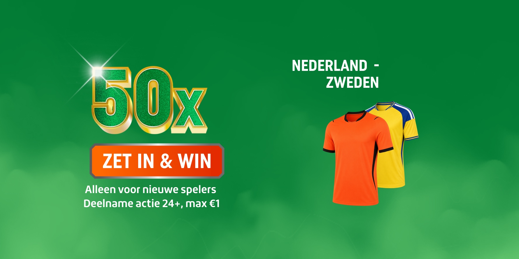 TOTO-banner met 50x ZET IN & WIN voor Nederland - Zweden en twee voetbalshirts, doe mee.