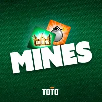 Speel MINES bij TOTO met KONING-tegel, bom-icoon en TOTO-logo