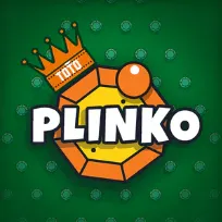 TOTO PLINKO-logo met oranje kroon en knikker op groen speelveld