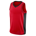 Rood mouwloos sportshirt met zwarte zijpanelen en V-hals