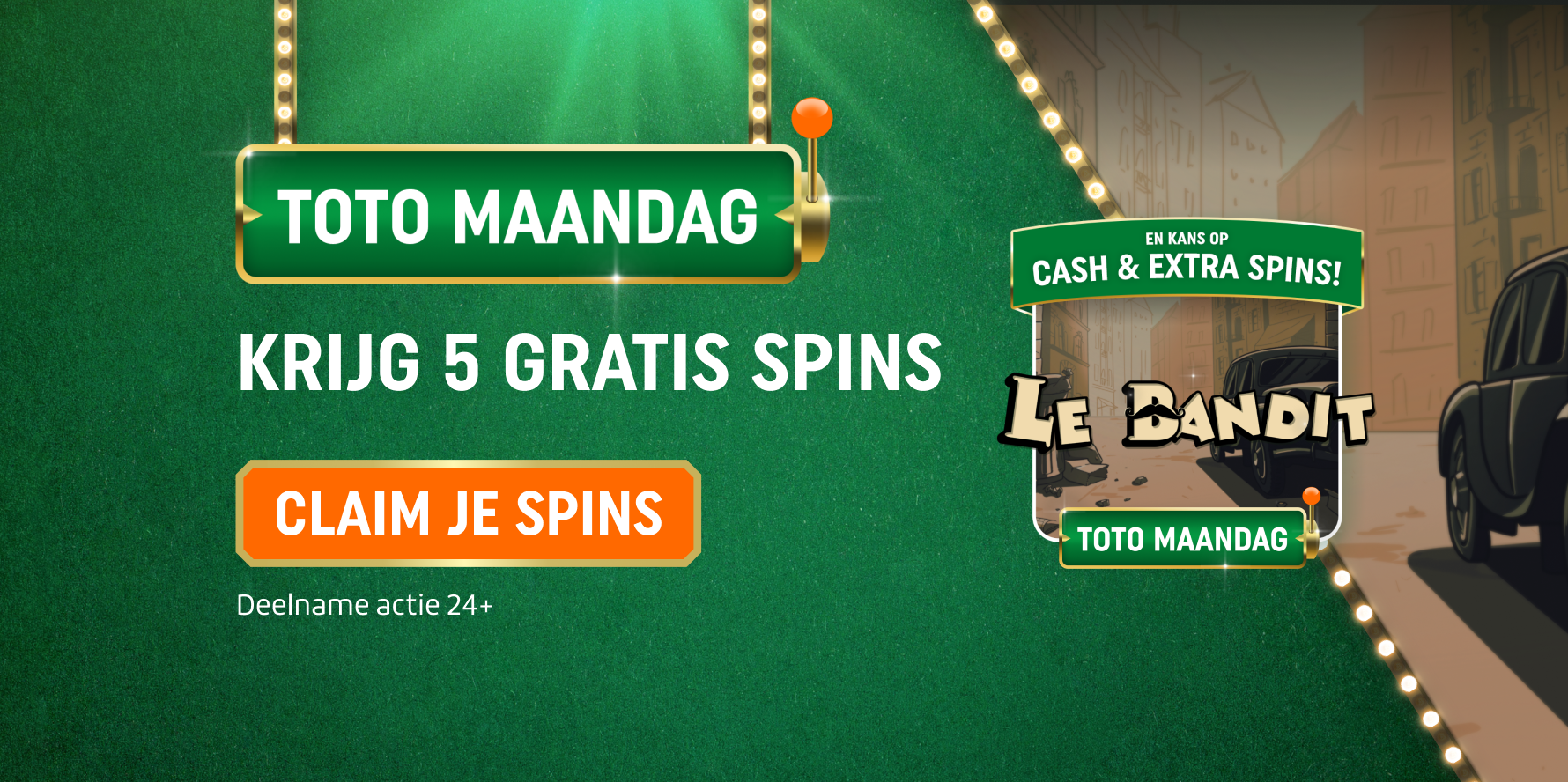 TOTO Maandag promotie: Krijg 5 Gratis Spins — Claim Je Spins