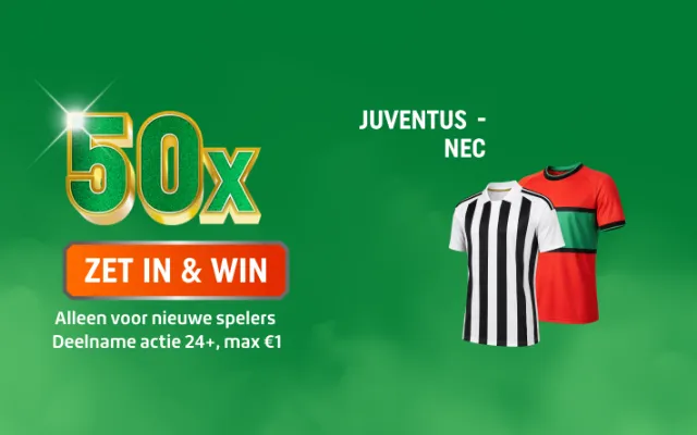 TOTO actie: 50x ZET IN & WIN — zet in op Juventus - NEC en maak kans op shirts.