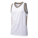 Wit mouwloos basketbalshirt met goud- en zwarte biezen