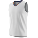 Wit mouwloos sportshirt met V-hals en donkere boord